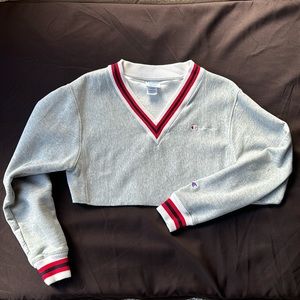 Champion Long Sleeve V-neck Cropped Sweatshirt
